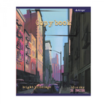 Тетрадь 36 л., А5, линия, Alingar "Вечерний город", скрепка, второй блок 60г/м2, мелованный картон (стандарт), 4 дизайна в пленке т/у