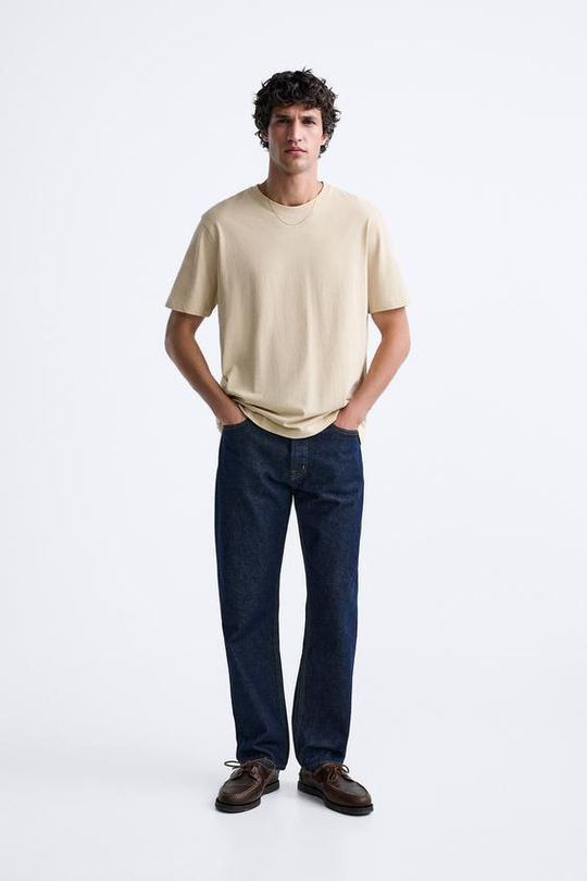 ZARA БАЗОВАЯ ФУТБОЛКА MEDIUM WEIGHT, РЫЖЕВАТО-КОРИЧНЕВЫЙ