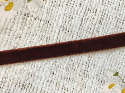 Лента бархатная, ш. 1 см, тёмно-коричневый