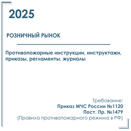 Пакет документов в электронном виде по пожарной безопасности 2025 г. для универсального розничного рынка.