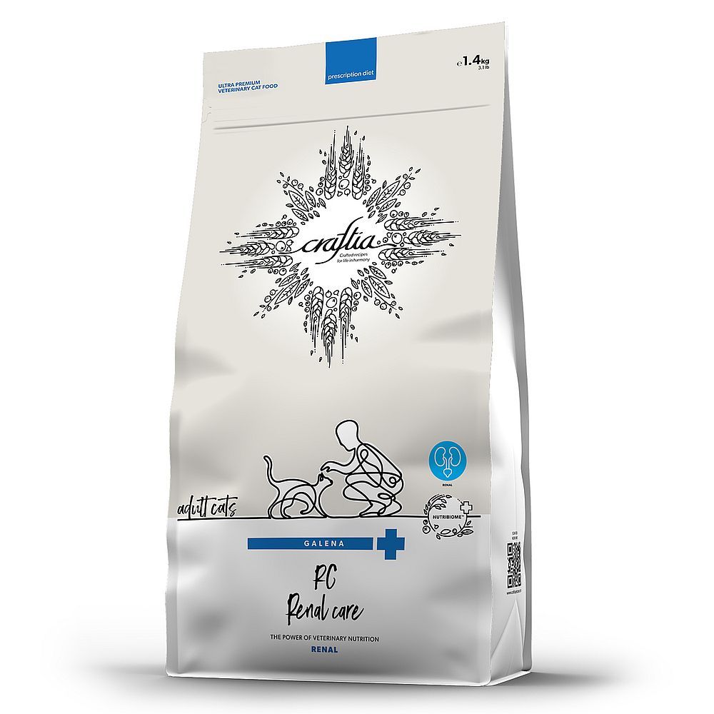 Сухой диетический корм для кошек Craftia Galena Renal Care при почечной недостаточности, Пакет 1,4 кг