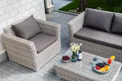 "Капучино Сингл" лаунж-зона из искусственного ротанга, цвет бежевый