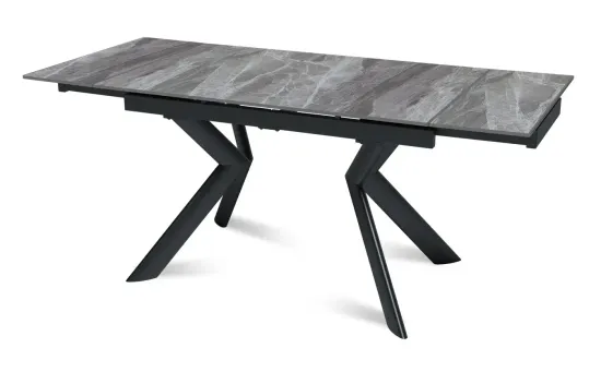 Стол "БРИДЖ" 120-180, керамика Itallian Light Grey глянц., опоры черный муар