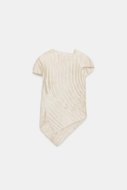 ZARA ПЛИССИРОВАННЫЙ ТОП — ZW COLLECTION, ЭКРЮ