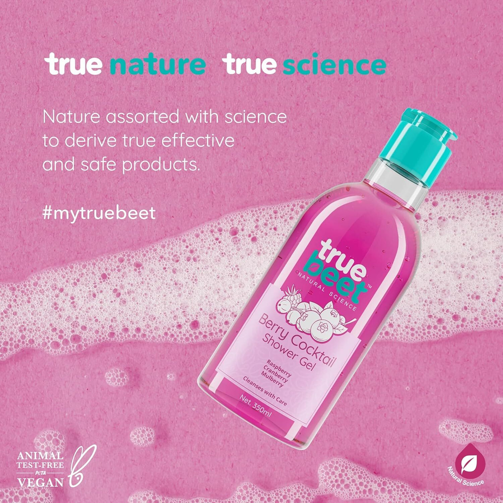 Truebeet Гель для душа ягодный с экстрактом малины, клюквы и вишни (350мл)