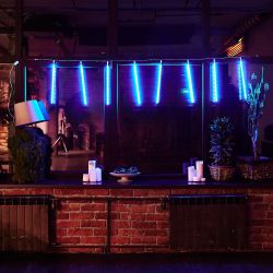 ULD-E2405-240-DTK BLUE IP44 METEOR Занавес светодиодный фигурный Падающие звезды. соединяемый. 2х0.5м. 8 подвесов. Синий свет. Провод прозрачный. TM Uniel.