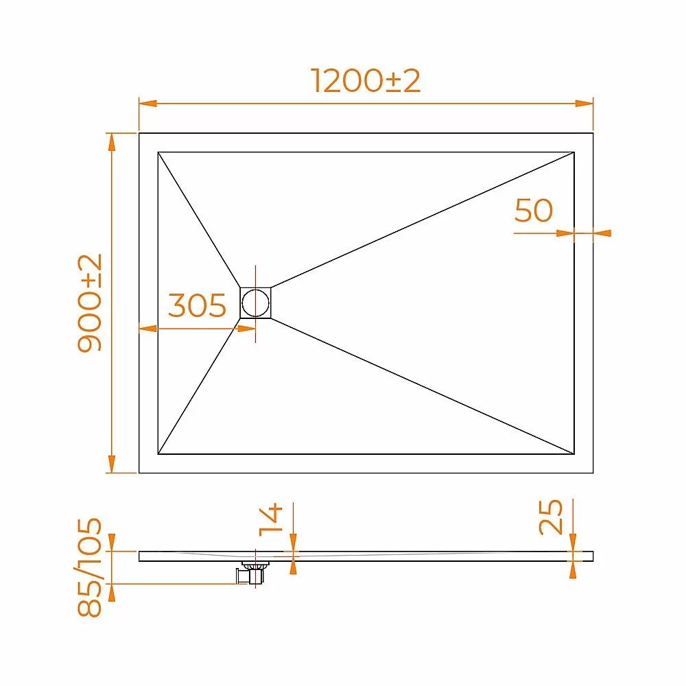 Душевой поддон RGW Stone Tray ST-G 16152912-002 90х120 графит