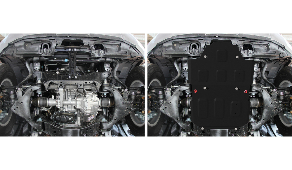 Защита радиатора и картера АвтоБроня для Toyota Land Cruiser 300 (без KDSS) (V - 3.5; 4.0) 2021-н.в., штампованная, сталь 1.8 мм, с крепежом, 111.09551.1