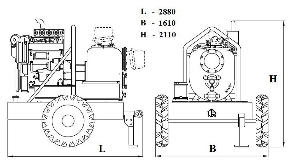 Дизельная мотопомпа VAR 8-300 FZD52 G10 TRAILER