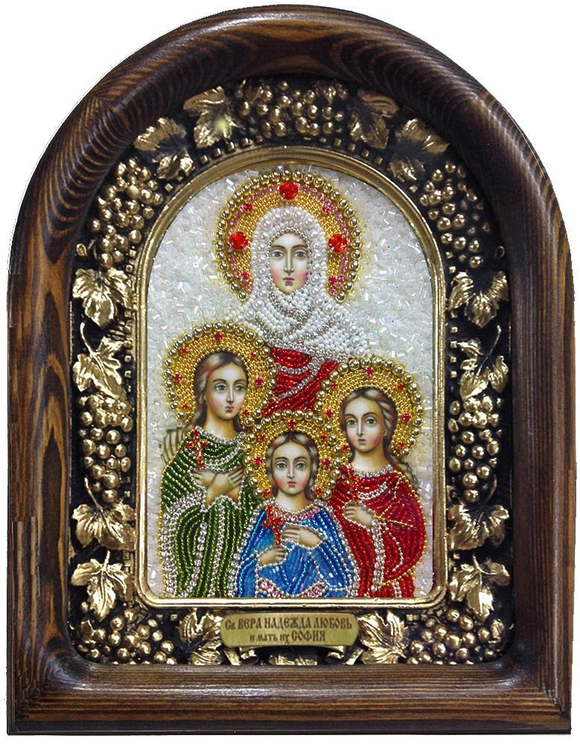 Икона Святые Вера, Надежда, Любовь и мать их София бисер