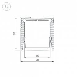 Профиль накладной Arlight SL-SLIM20-H20-2000ANOD 023722