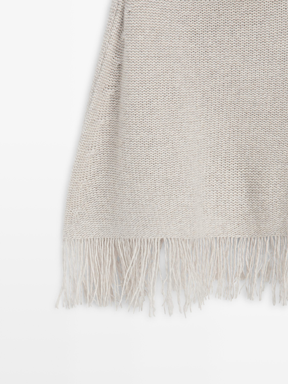 Massimo Dutti Накидка из 100% шерсти с бахромой, антрацитово-серый