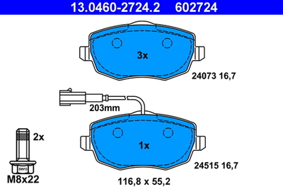 ATE - 13046027242-ATE - Brake Pad Set, disc brake