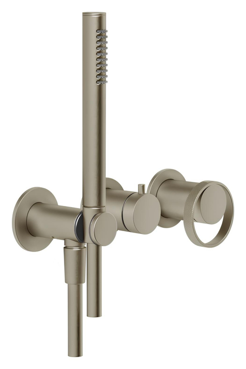 Смеситель для ванны/душа Gessi Anello, настенный, однорычажный, встраиваемый, h245 мм, внешняя часть, цвет Finox Brushed Nickel