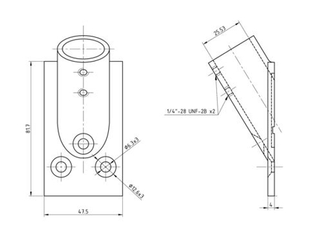 Основание стойки леера 1"(25,4 мм), 30 град, прямоугольное