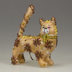 Бисерная ёлочная игрушка Кот