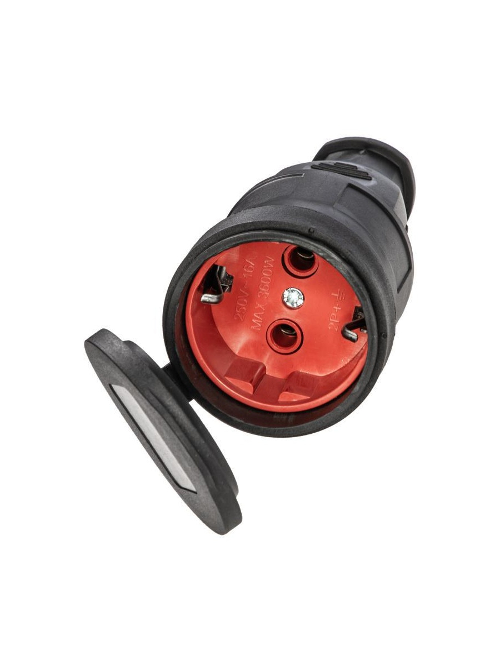 Розетка 16А IP44 прямая с заземл. каучук черн. КОСМОС RKsm-Z-IP(B)16A
