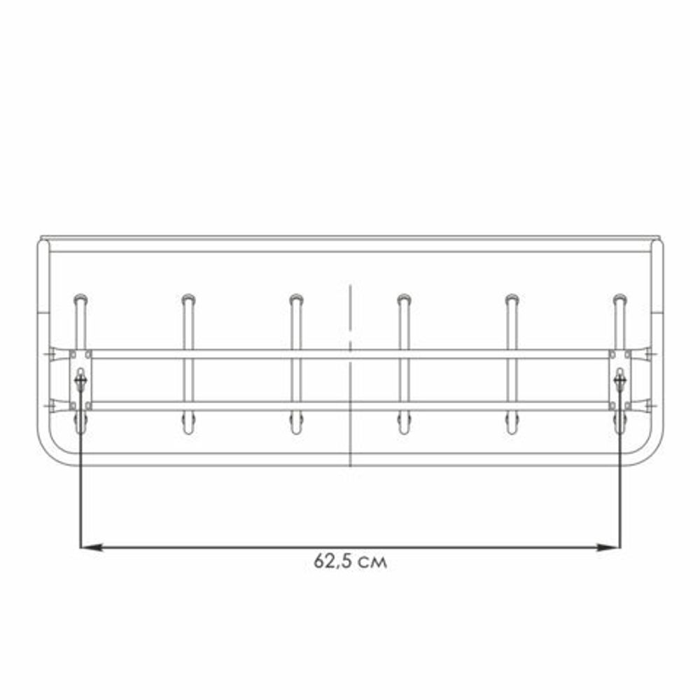 Вешалка настенная с полкой "ВСП7", 265х725х220 мм, 6 крючков, металл, черная, ВСП 7 Ч