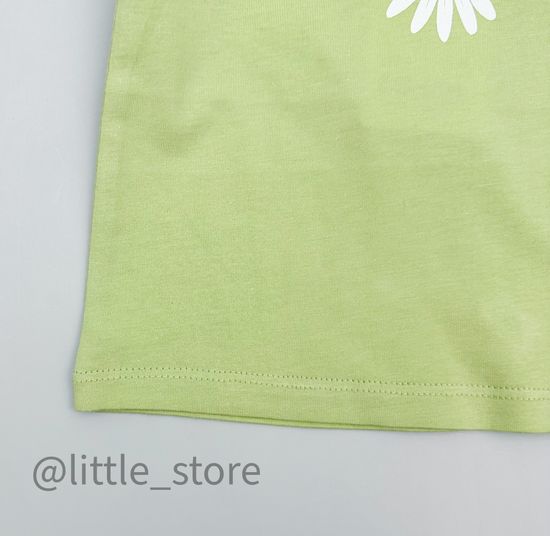 Футболка хлопковая "Летние цветы" сочный лайм