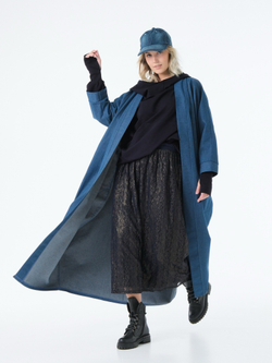 Кафтан /джинс / синий+ кушак