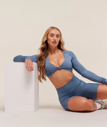 Топ GYMSHARK Adapt Animal Long Sleeve Crop Top Blue