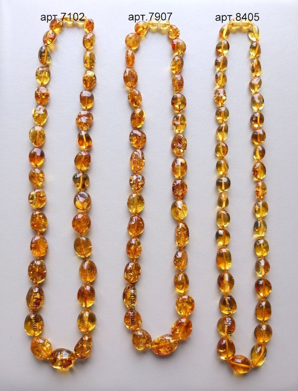 Бусы из янтаря орешки золотистые (7102)