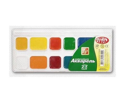 Акварель Каляка-Маляка квадр. кювет 12 цв. без кист. пласт.уп. с европодвесом