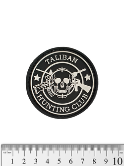 Шеврон Taliban. Hunting Club (череп с автоматами) PVC. Чёрный