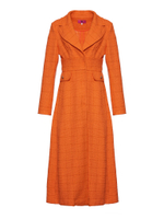 Женское пальто оранжевое в клетку