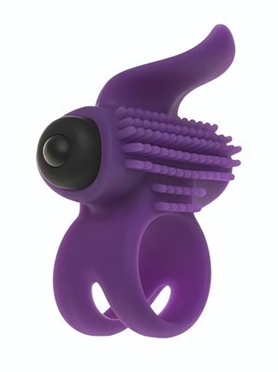 Эрекционное кольцо с подхватом мошонки и стимуляцией клитора Bullet Lastic Ring (Цвет: фиолетовый)