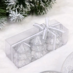 Свечи новогодние «Ёлочка» 13*4,5*4,5 см (набор 3 шт), Серебро