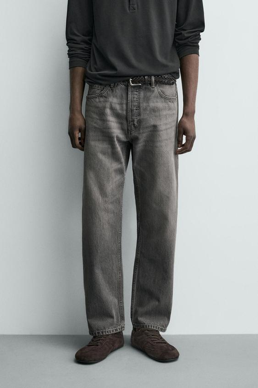 ZARA ДЖИНСЫ REGULAR FIT, СЕРЫЙ