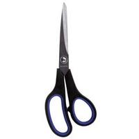Ножницы BRAUBERG "Soft Grip", 216 мм, черно-синие, резиновые вставки, 3-х сторонняя заточка