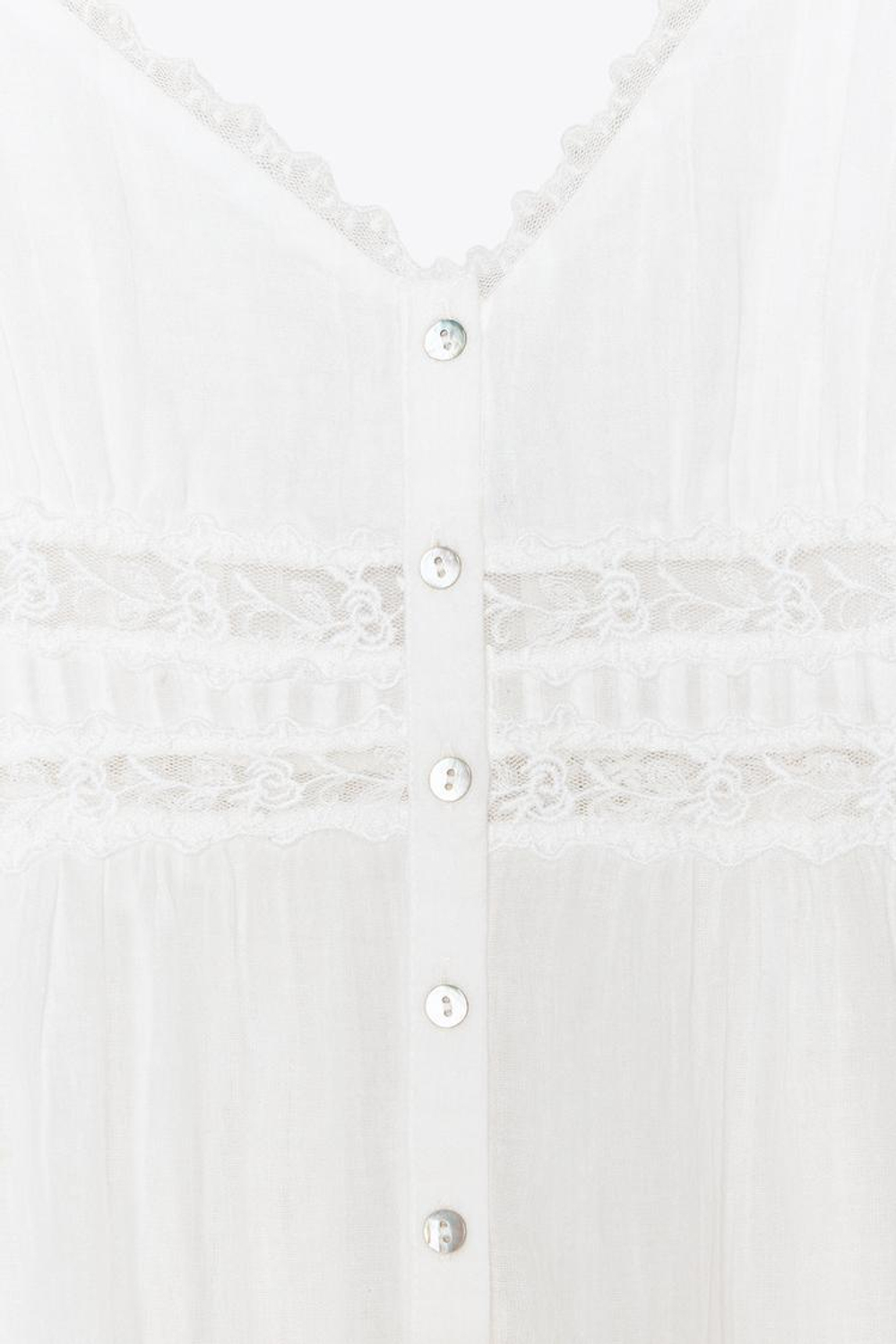 ZARA ТОП ИЗ КРУЖЕВА С ВЫШИВКОЙ, БЕЛЫЙ