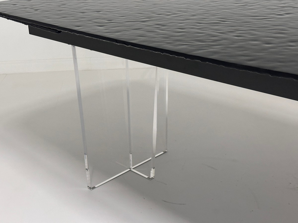 Стол М-City DISAUR Лауритц (Laurits) 200 Черный (Grey), стекло Bubble, Прозрачный каркас