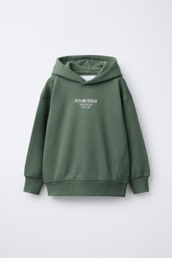 ZARA КОМПЛЕКТ ИЗ ТОЛСТОВКИ С КАПЮШОНОМ И БРЮК-ДЖОГГЕРОВ, ЗЕЛЕНЫЙ