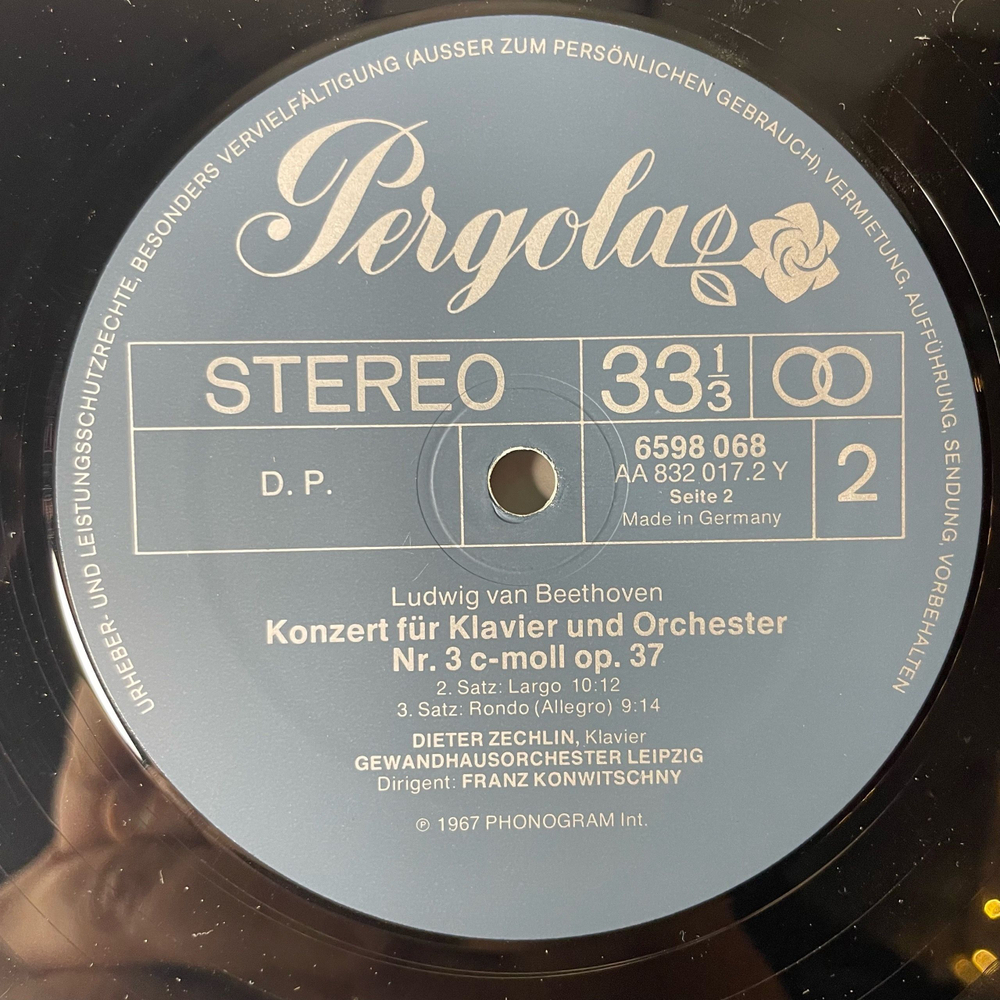 Винтажная виниловая пластинка LP Ludwig van Beethoven Бетховен, Konzerte Fur Flavier and Orchester Nr 3 C Moll and Nr 5 Es Dur Kaiser Konzert (Германия 1977)