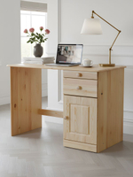 Стол компьютерный, 110х55х74, Вадим, из массива дерева, с ящиком и тумбой, лакированный, Dipriz