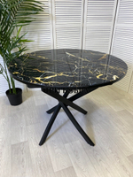Стол круглый стеклянный "Чёрный мрамор"