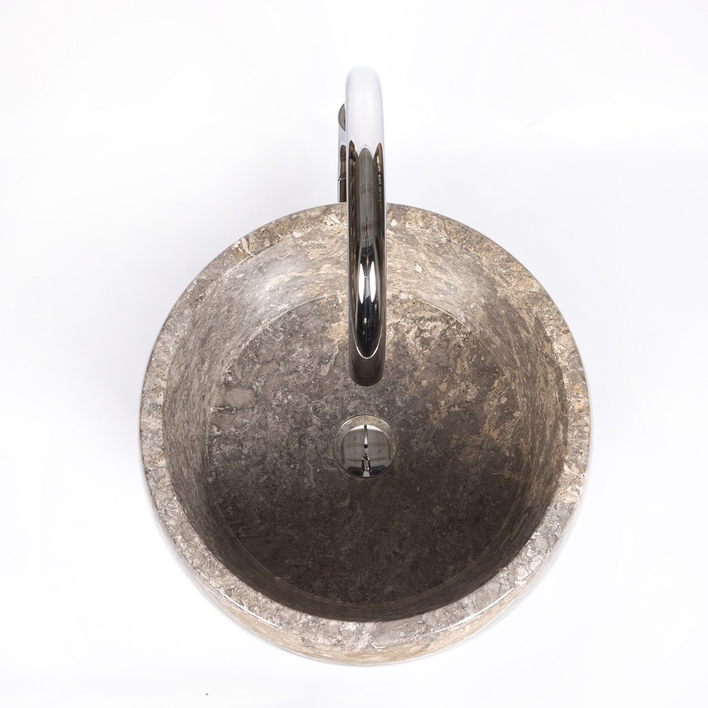 Раковина напольная из мрамора Round Midle Big Grey MN-01708 (45*45*90 см)
