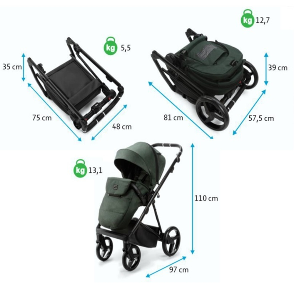 Детская универсальная коляска Adamex Blanc 2 в 1 LUX PS-18 Светло-бежевый, светло-бежевая экокожа