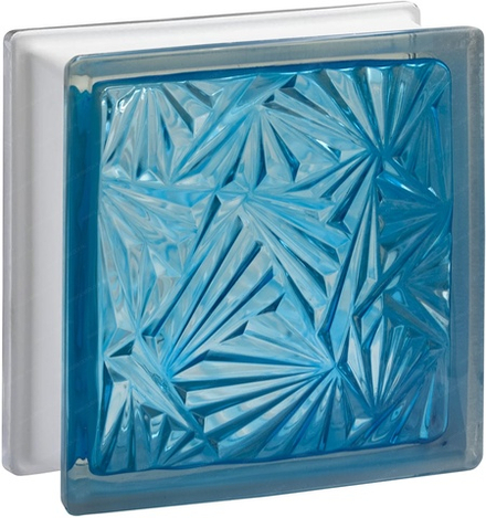 Стеклоблок Vitrablok Мороз Бирюза 19x19x8 - окрашенный внутри