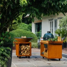 Стол для гриля Big Green Egg Large, сталь, деревянная столешница, колёсики, Ofyr