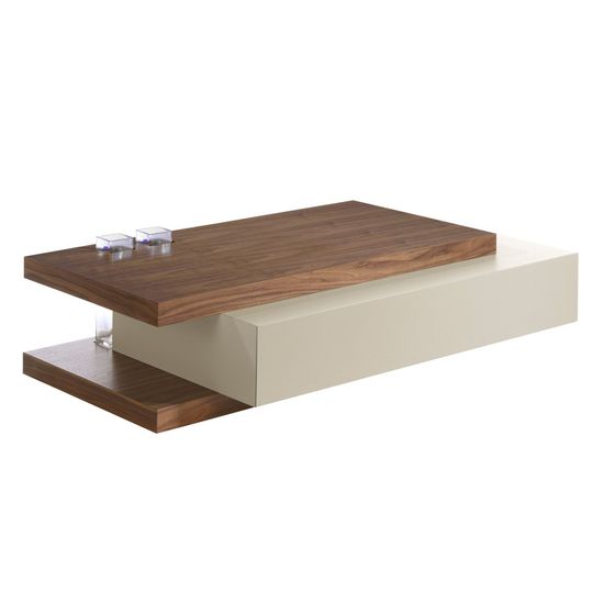 Журнальный столик 2105/HE-CT140 из орехового дерева и дымчатого МДФ