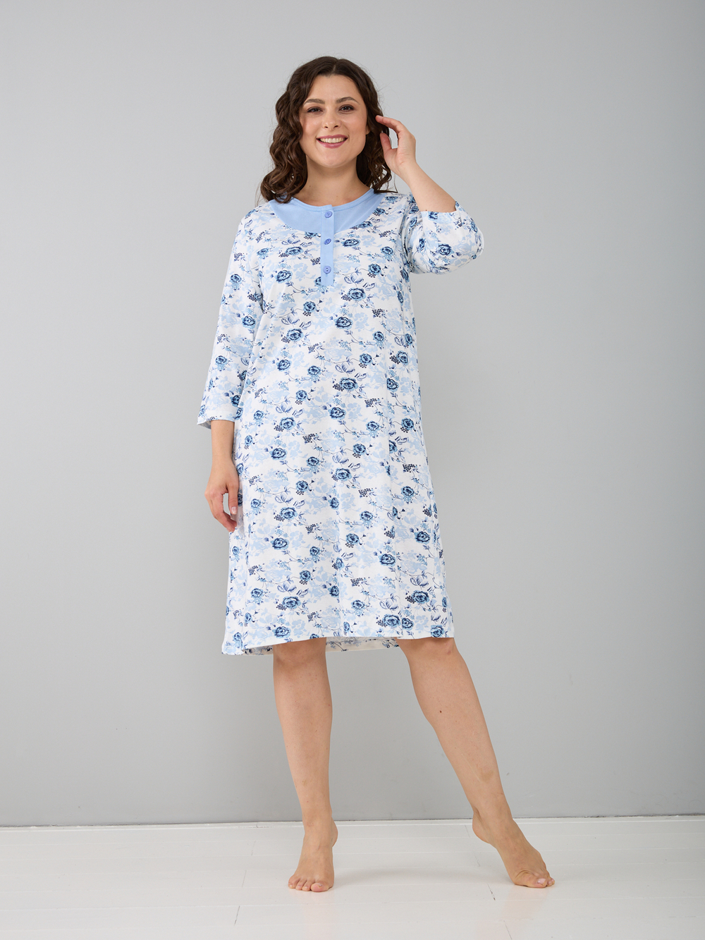 Ночная сорочка С-008/белоголубой-розы
