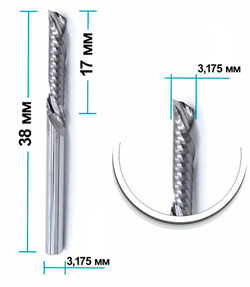 Фреза спиральная стружкой вниз 3.175 x 17