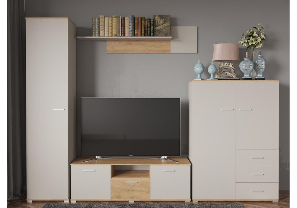 Полка Кассандра 154 дуб крафт золотой / кашемир