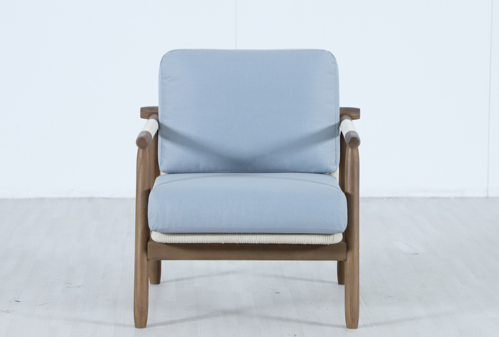Кресло деревянное с подушками Tagliamento Apoyo, грецкий орех, голубой