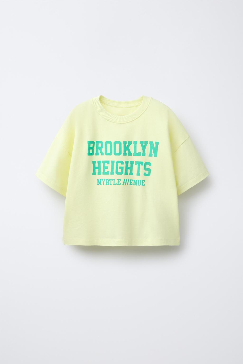 ZARA ФУТБОЛКА С ТЕКСТОВЫМ ПРИНТОМ, ЛАЙМОВЫЙ