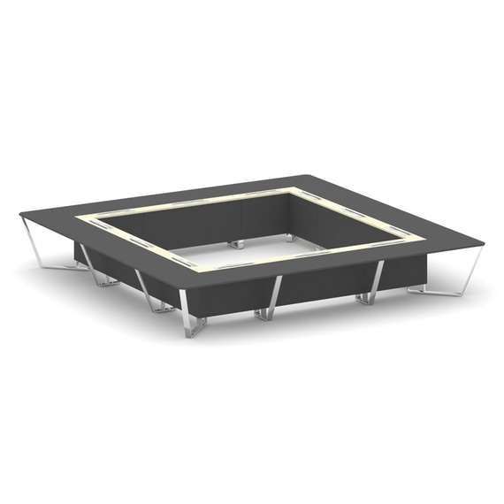 Steel Meet Стол переговорный квадратный MMK-PR.B.SP-24K Антрацит/Ваниль Глянец/Нержавеющая Сталь/Хро